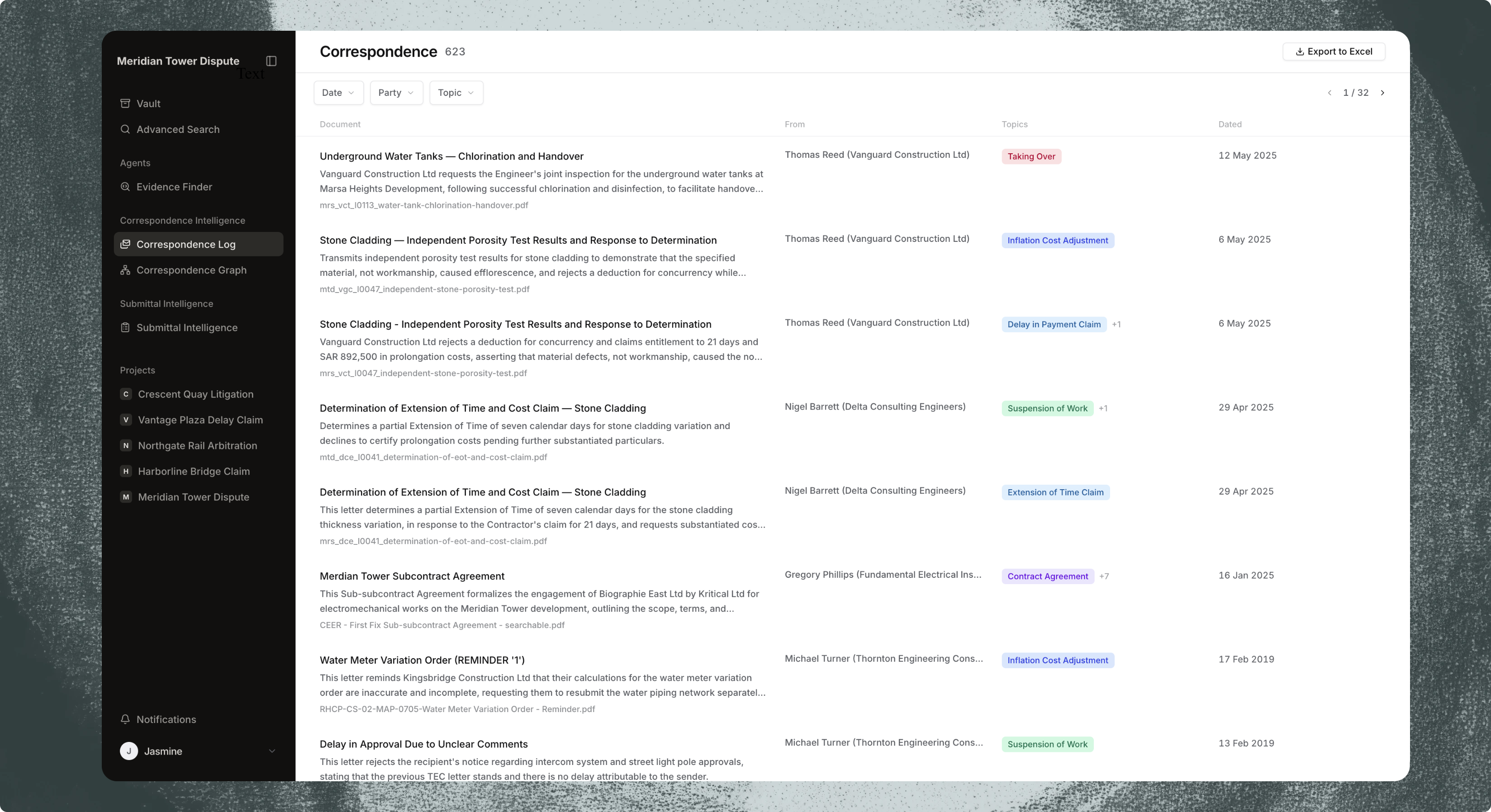 The Kritical correspondence log: the project record classified, dated, and tagged by issue